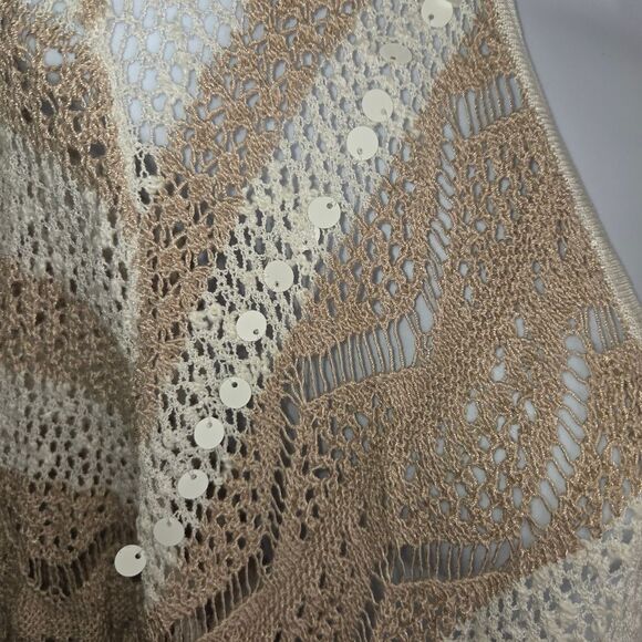 Chico's Open Front Drape Sequin Striped Cardigan Sweater Size 1 Medium - Picture 3 of 6